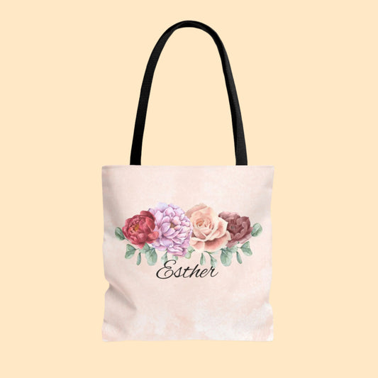 Personalized Bold Floral Tote Bag