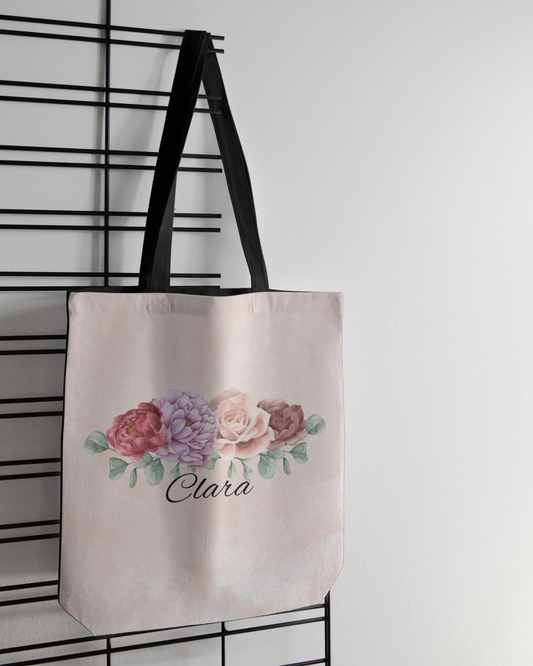Personalized Bold Floral Tote Bag