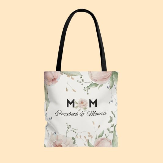 Personalized Soft Floral MOM Tote Bag