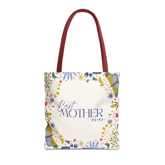 Best Mother Ever Floral Tote Bag - Front & Back Design