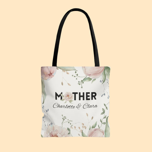 Personalized Soft Floral Mother Tote Bag