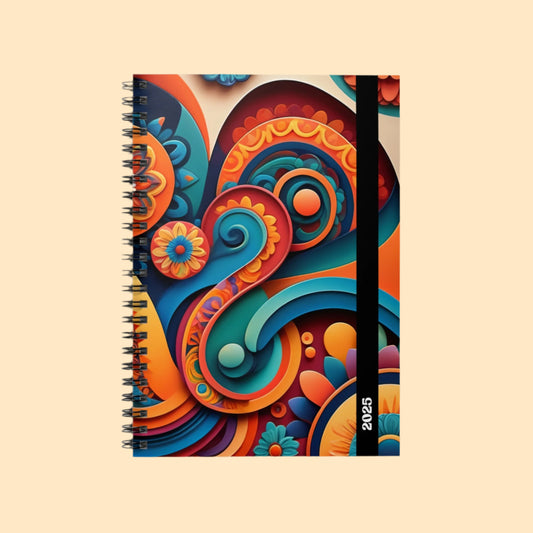 Mayan Bloom Spiral Journal - 2025