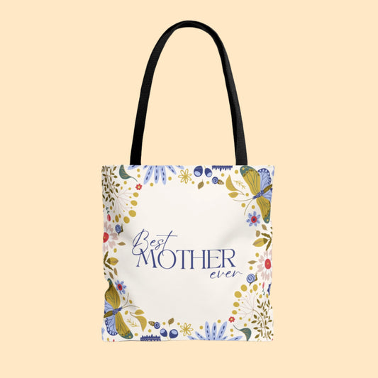 Best Mother Ever Floral Tote Bag - Front & Back Design