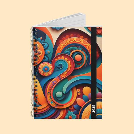 Mayan Bloom Spiral Journal - 2025