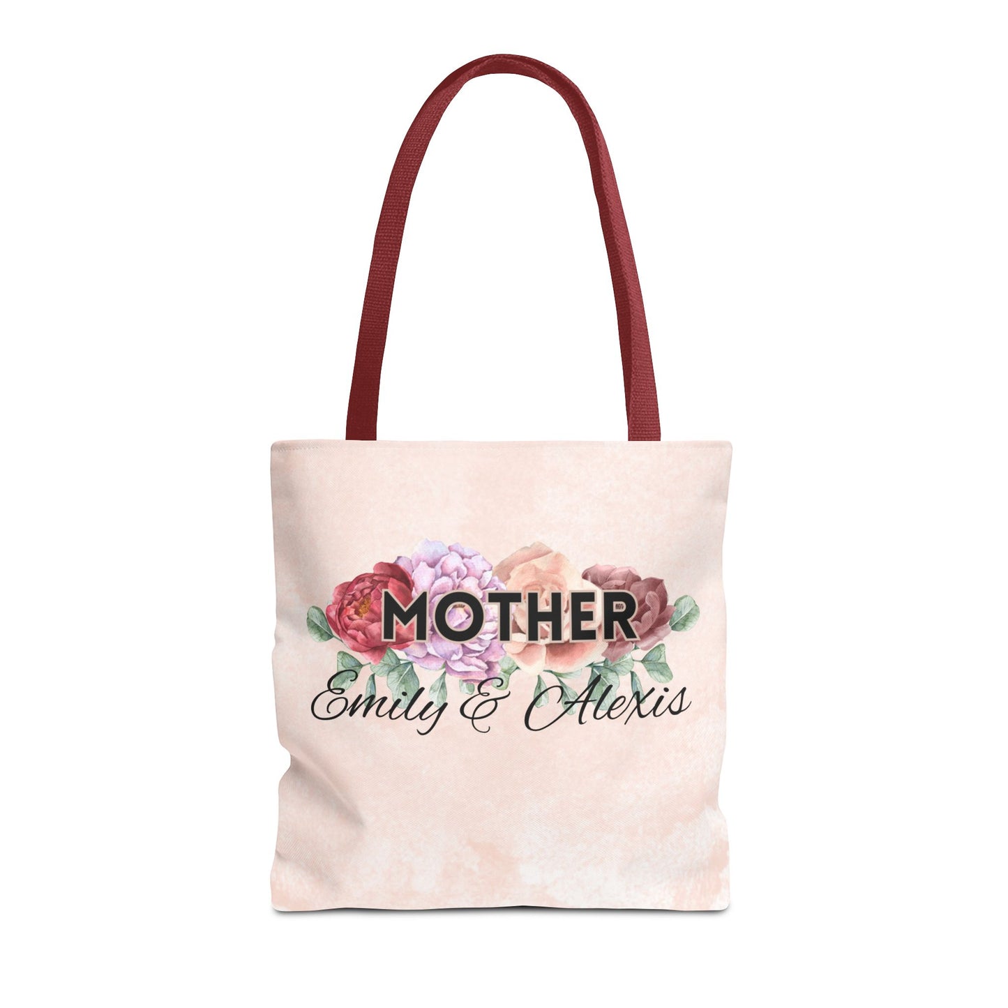 Personalized Bold Floral Mother Tote Bag - Front & Back Design