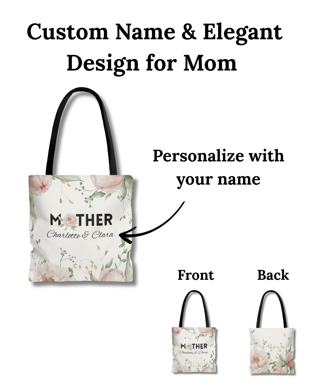 Personalized Soft Floral Mother Tote Bag