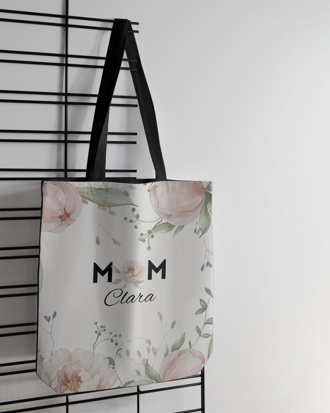 Personalized Soft Floral MOM Tote Bag