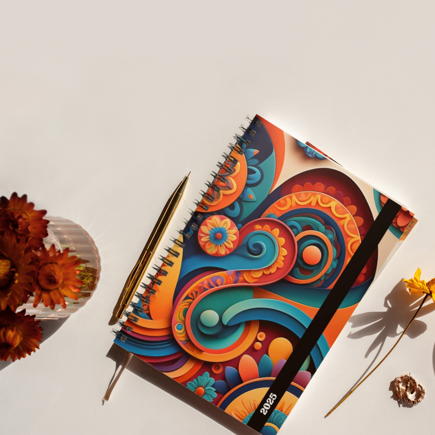 Mayan Bloom Spiral Journal - 2025