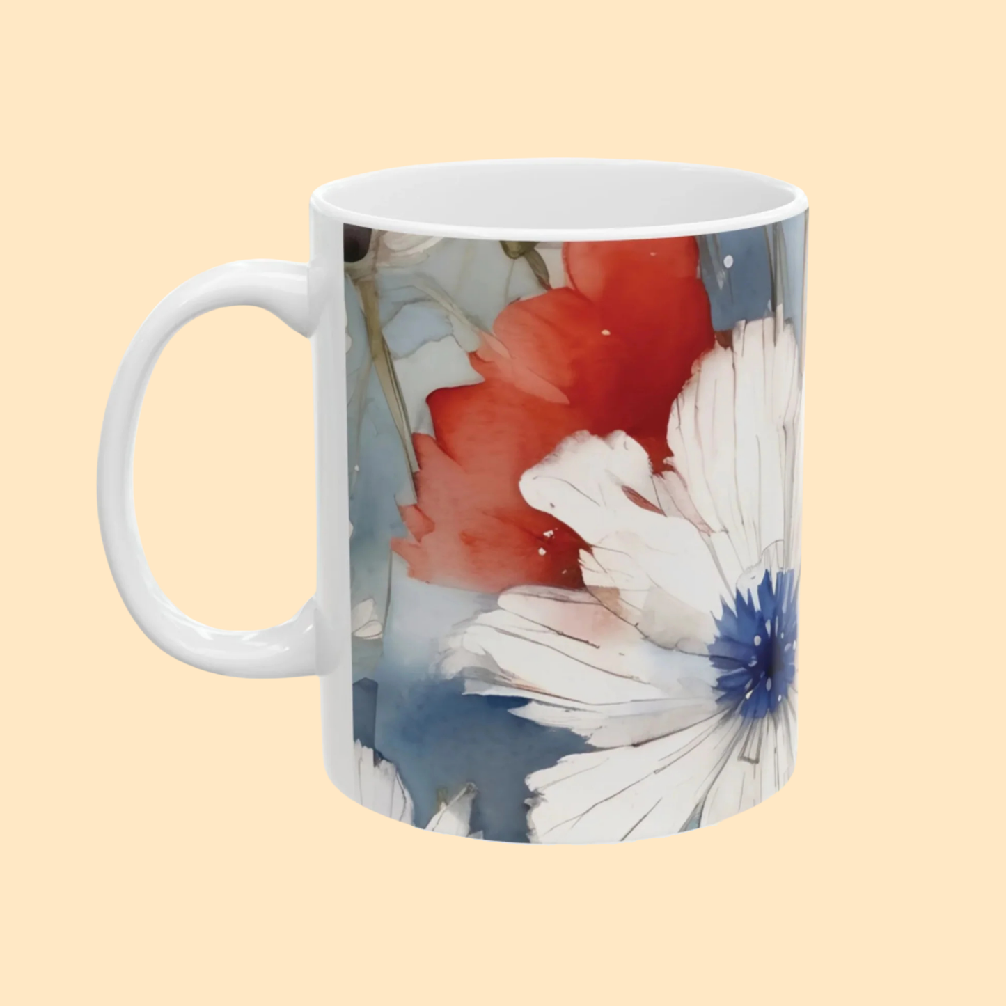 Watercolor Patriotic Floral Mug