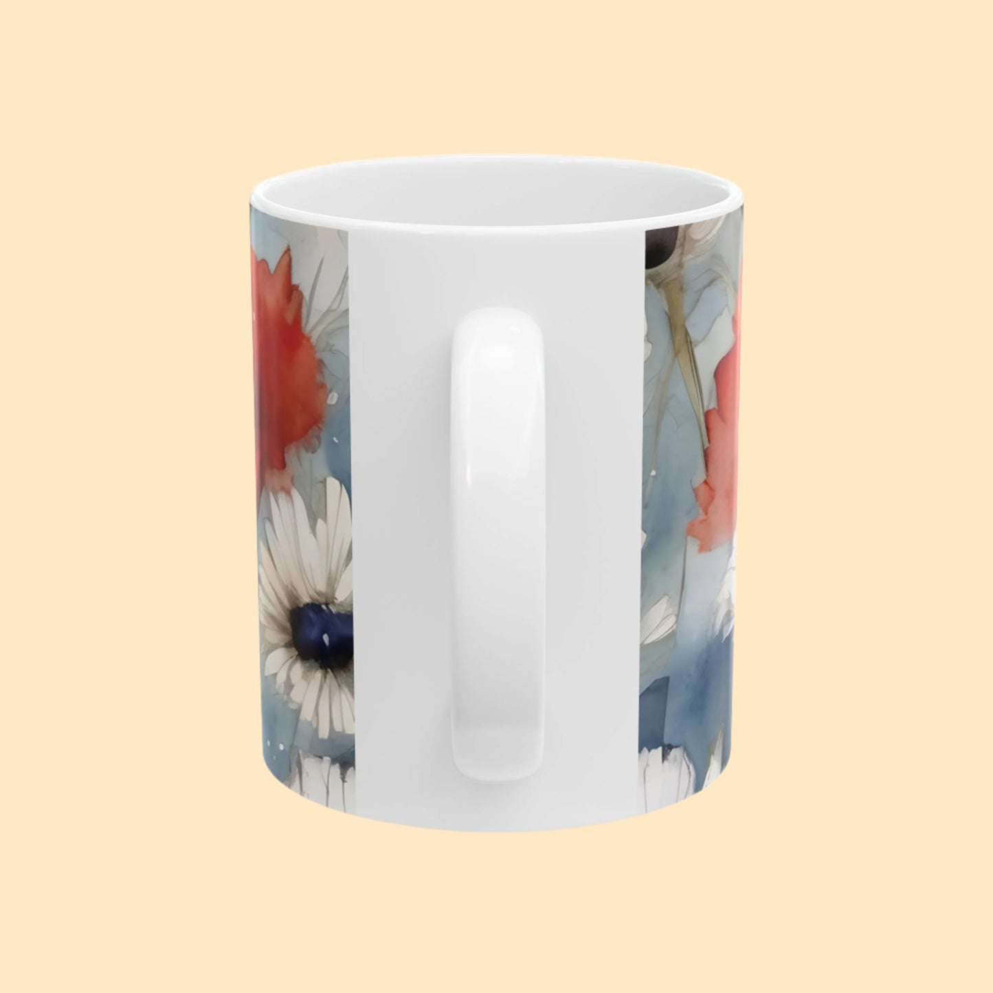 Watercolor Patriotic Floral Mug