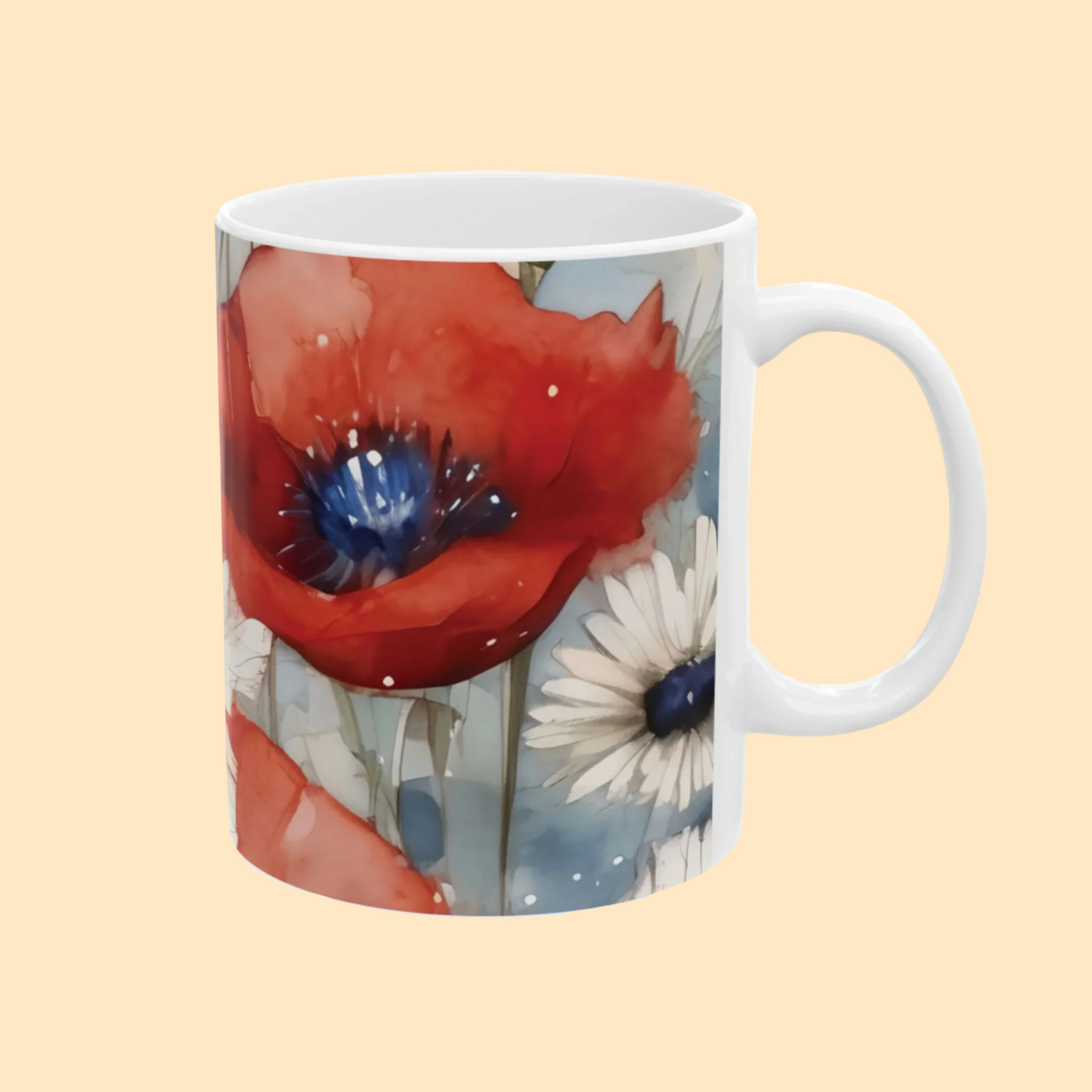 Watercolor Patriotic Floral Mug