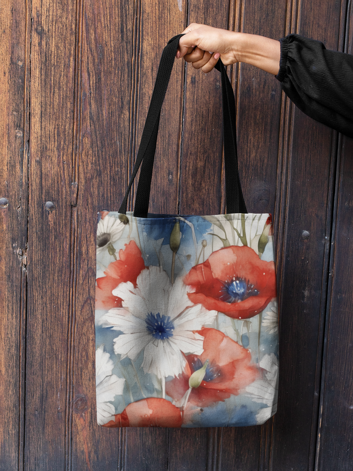 Watercolor Patriotic Floral Tote