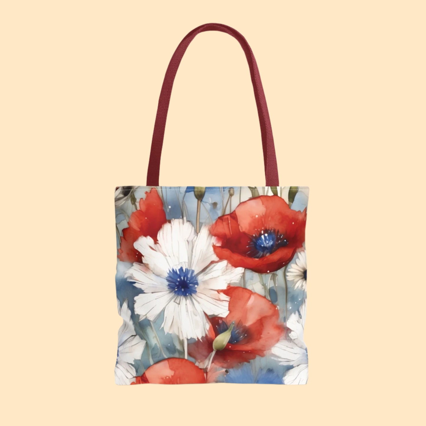 Watercolor Patriotic Floral Tote