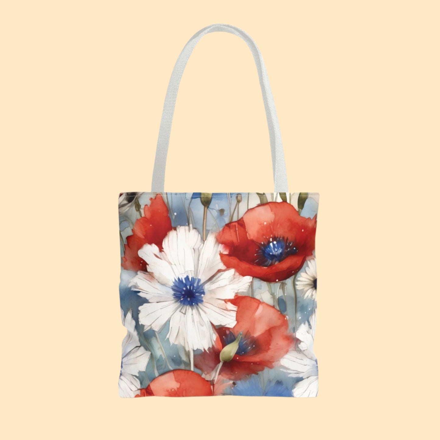 Watercolor Patriotic Floral Tote