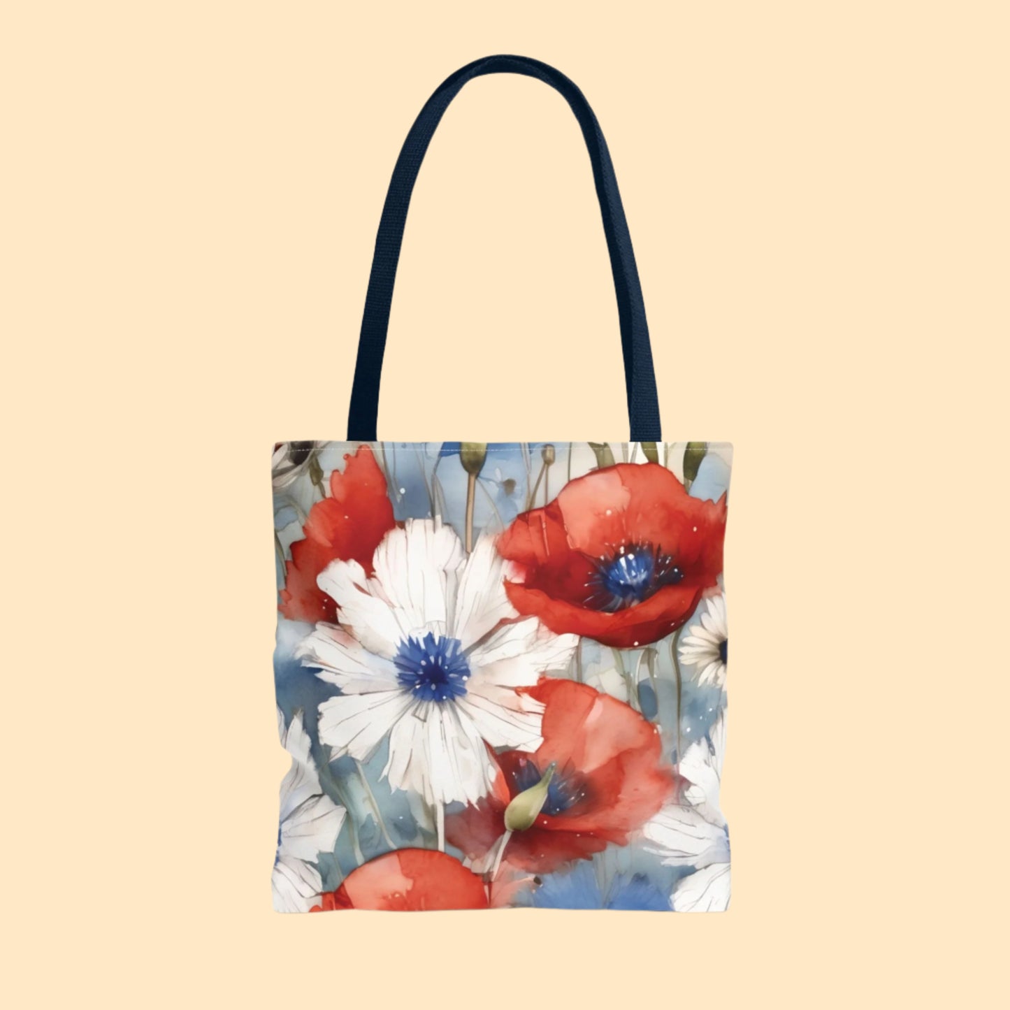 Watercolor Patriotic Floral Tote
