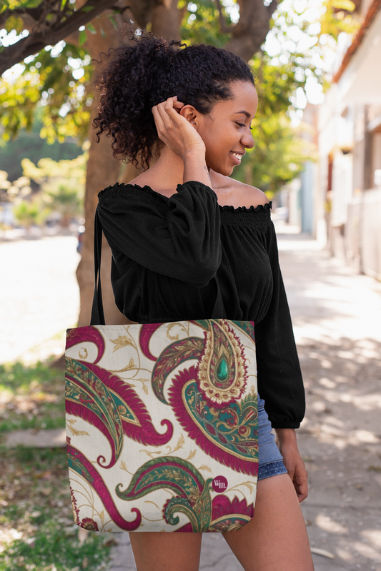 Indian Paisley Feather Tote
