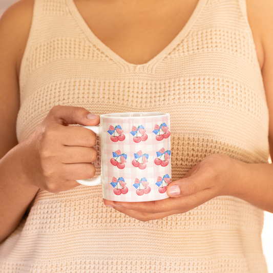 Cherry Gingham Mug