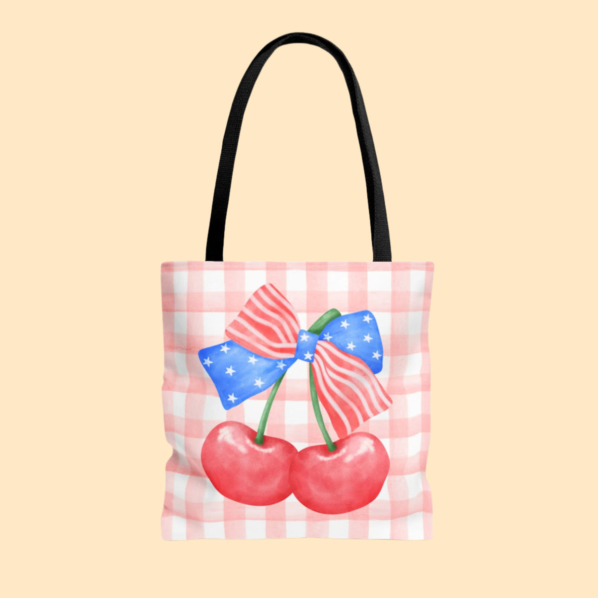 Cherry Gingham Tote – Patriotic Picnic Vibes | Wanderly Made
