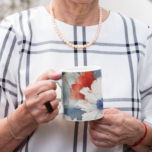 Watercolor Patriotic Floral Mug