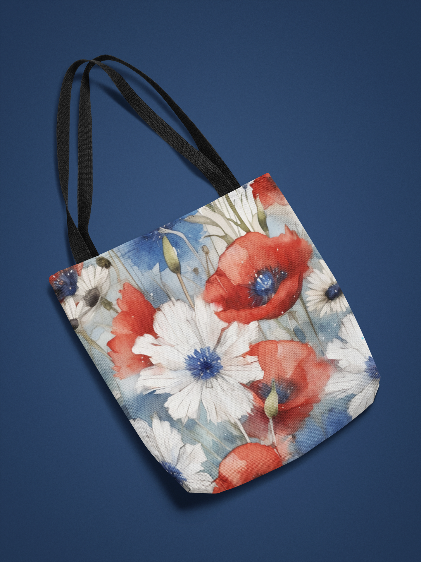 Watercolor Patriotic Floral Tote
